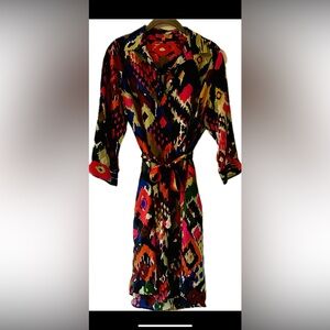 Vilagallo Multicolor Abstract Silk Dress